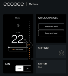 Control your home's temperature from anywhere with the ecobee smart thermostat web interface! This image shows the web interface for an ecobee smart thermostat, highlighting the convenience of smart home automation.