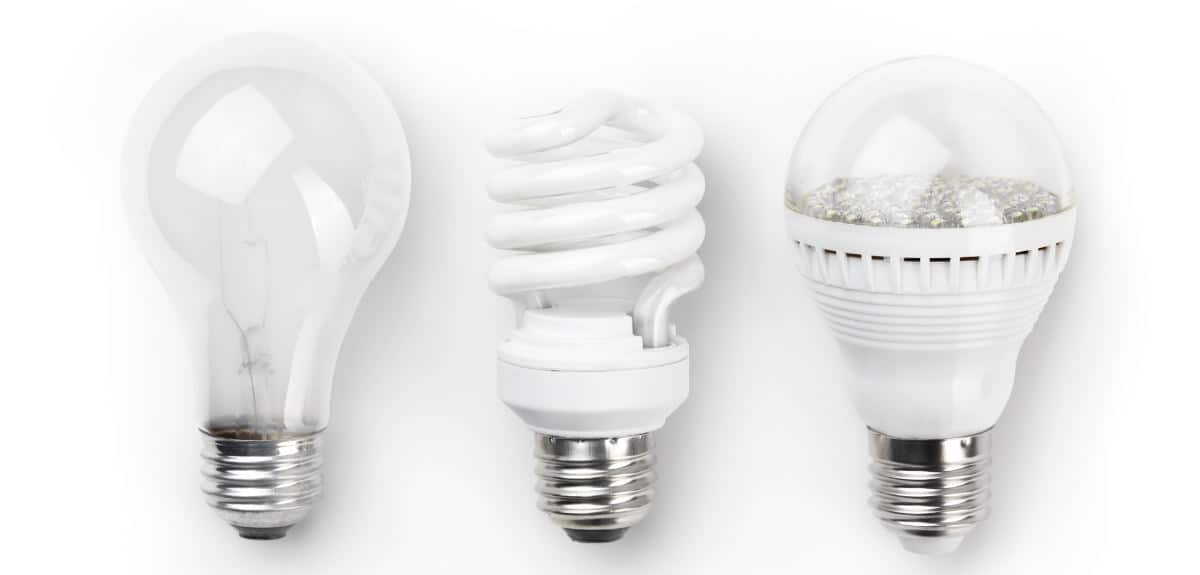 Shows an incandescent, LED, and smart bulb in this side-by-side image. See how LED bulbs use less energy and last longer than incandescent bulbs, while smart bulbs offer even more convenience with customizable settings and voice control. Upgrade your lighting today and save money while enjoying the latest technology!