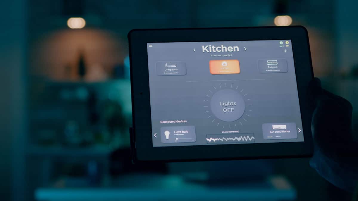 Transform your home with the smart light automation app! This image shows the app on an iPad in a dark room, allowing you to easily control your lights with a few taps. Set schedules, change colors, and create scenes to suit your mood.